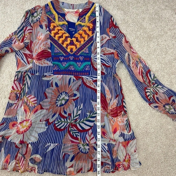 Soft Surroundings Tunic Womens Medium Colorful Floral Fringe Embroidery Ladies - Picture 10 of 13